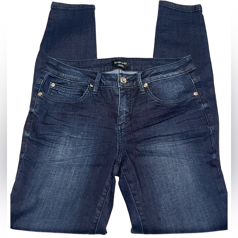 Bebe Dark Blue Rhinestone Jeans